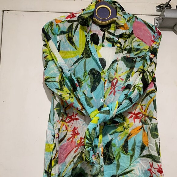 ORANGE FASHION VILLAGE FLORAL PRINT SHIRTS SIZE S/M - Picture 6 of 7